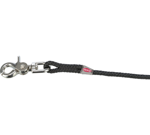Trixie Schleppleine, rund aus Segeltau mit Trigger Snap Hook - schwarz - 15 m