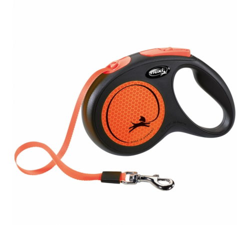 Flexi New Classic Neon Gurt-Roll-Leine - M / Orange