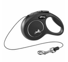 FLEXI Rollleine New CLASSIC Seil - 3m, bis 8kg - Schwarz