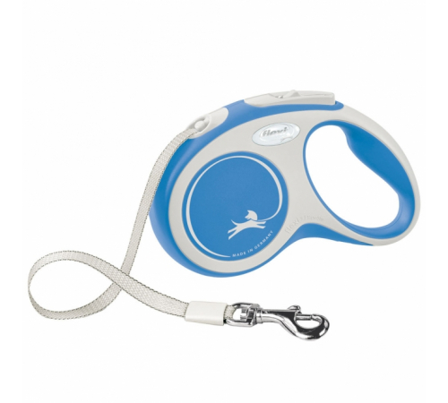 FLEXI Rollleine New COMFORT Gurt - 5m, bis 15kg - blau