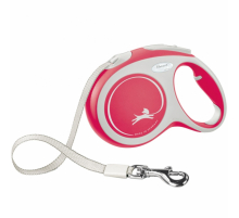 FLEXI Rollleine New COMFORT Gurt - 5m, bis 60kg - rot