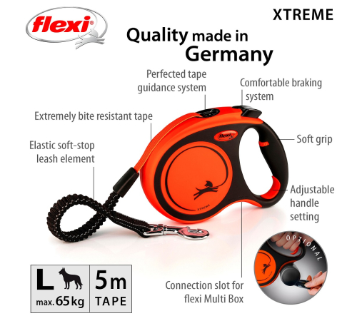 FLEXI Rollleine XTREME Gurt - 5m / bis 65 kg