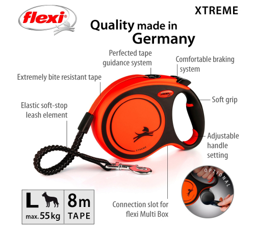 FLEXI Rollleine XTREME Gurt - 8m / bis 55 kg
