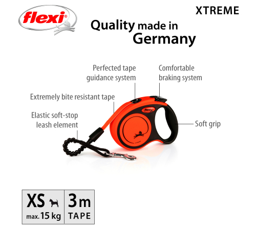 FLEXI Rollleine XTREME Gurt - 3m / bis 15 kg