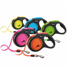FLEXI New Classic Neon Gurt-Roll-Leine - M / Pink