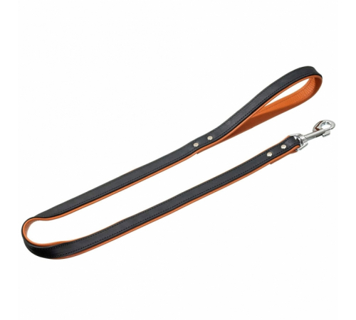 Karlie Rodeo Leine genietet, 16mm 100cm - schwarz/cognac