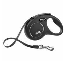 FLEXI Rollleine New CLASSIC Gurt - 5m, bis 15kg - Schwarz