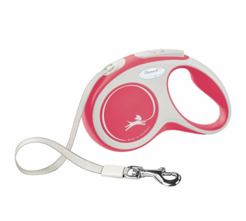 FLEXI Rollleine New COMFORT Gurt - 5m, bis 15kg - rot