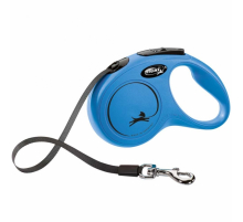 FLEXI Rollleine New CLASSIC Gurt - 5m, bis 15kg - Blau