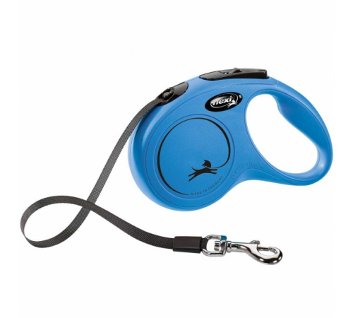 FLEXI Rollleine New CLASSIC Gurt - 5m, bis 15kg - Blau