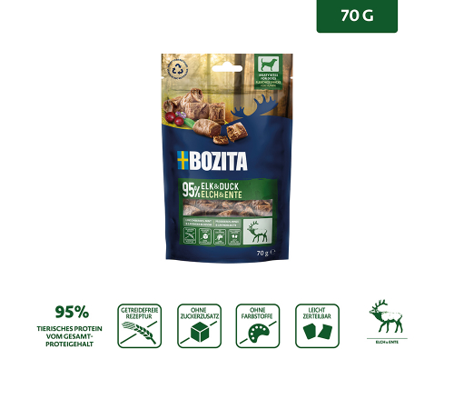 Bozita Hundesnack Meaty Bites Hirsch & Ente Duo-Protein 70 g