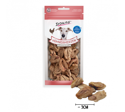 Dokas Dog Snack Hühnerherzen gefriergetrocknet 22 g