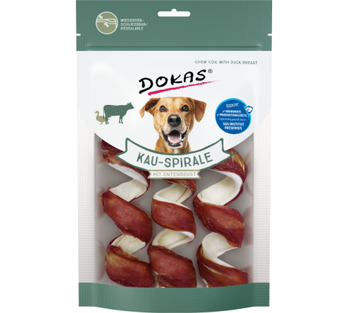 Dokas Dog Snack Kau-Spirale mit Entenbrust (3 Stück) 110 g