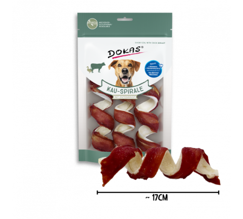 Dokas Dog Snack Kau-Spirale mit Entenbrust (3 Stück) 110 g