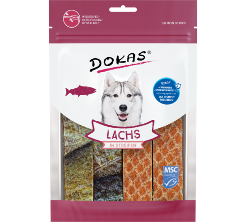 Dokas Dog Snack Lachs in Streifen 100 g