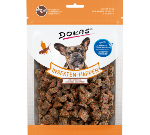 Dokas Dog Snack Insekten-Happen Mehlwürm, Grille, Karotte 100 g