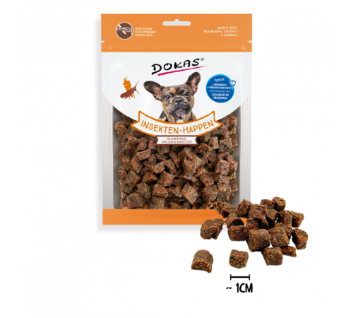 Dokas Dog Snack Insekten-Happen Mehlwürm, Grille, Karotte 100 g