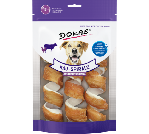 Dokas Dog Snack Kau-Spirale mit Hühnerbrust (3 Stück) 110 g