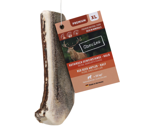 Natürlicher Kauartikel für Hunde – Chewies Rothirsch-Geweihstange halb XL