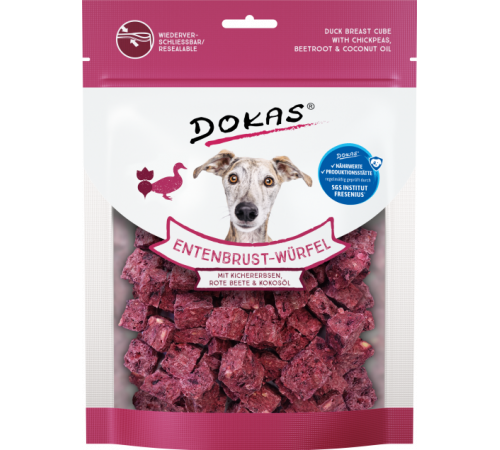 Dokas Dog Snack Entenbrust-Würfel mit Kichererbsen, Rote Beete & Kokosöl 150 g