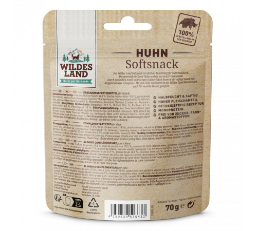 Wildes Land Softsnack Huhn 70 g