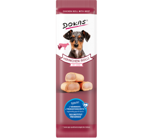 Dokas Dog Snack Hühnchen-Rolle mit Rind 10 g
