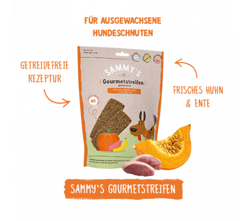 bosch Sammy’s Hundesnacks Gourmetstreifen Hühnchen & Ente 180 g