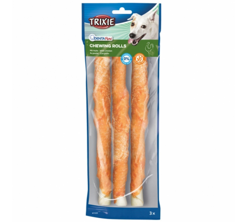 Trixie Denta Fun Chicken Chewing Rolls - 28 cm / 3 Stück