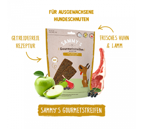 bosch Sammy’s Hundesnacks Gourmetstreifen Hühnchen & Lamm 180 g
