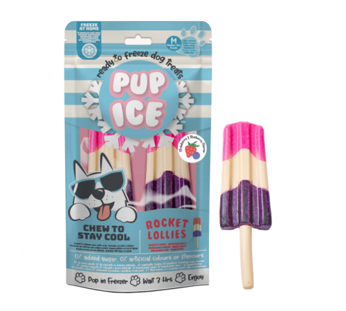 Pup Ice Strawberry & Blueberry Rocket Lollies M - 2 Stück