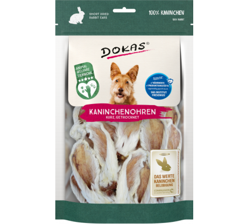 Dokas Dog Snack Kaninchenohren mit Fell getrocknet 100 g