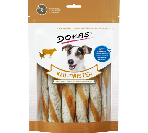 Dokas Dog Snack Kau Twister Rinderhaut, Pansen & Hühnerbrust 200 g
