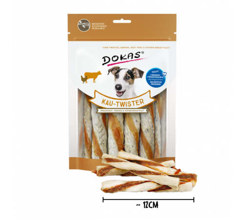 Dokas Dog Snack Kau Twister Rinderhaut, Pansen & Hühnerbrust 200 g