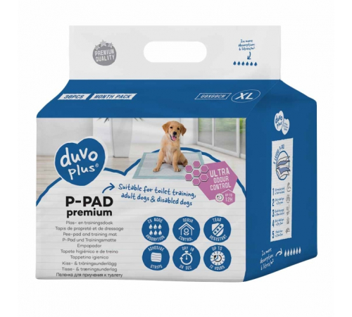 Duvoplus Welpenunterlagen Premium Geruchskontrolle - 30st - 60x60cm