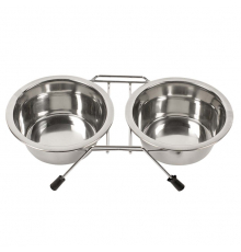 Duvoplus Edelstahl Doppel-Napfständer - 2x 240ml / 11cm