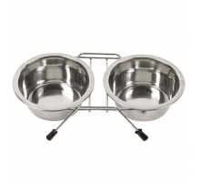 Duvoplus Edelstahl Doppel-Napfständer - 2x 940ml / 17cm