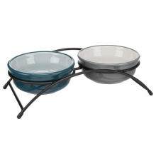 Trixie Napf-Set, Keramik/Metall - petrol/grau - 2 × 0,25 l