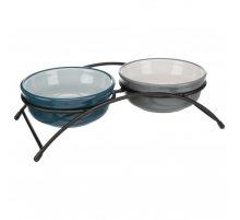 Trixie Napf-Set, Keramik/Metall - petrol/grau - 2 × 0,6 l