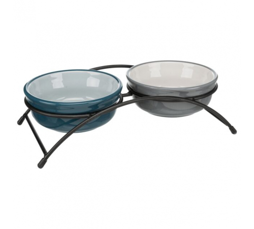 Trixie Napf-Set, Keramik/Metall - petrol/grau - 2 × 0,6 l