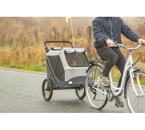 Trixie Fahrrad-Anhänger für Hunde - grau/schwarz - M