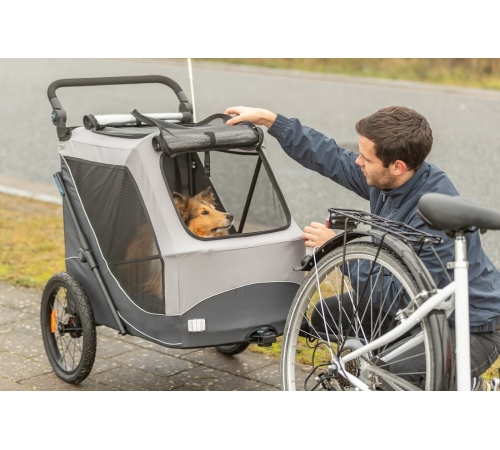 Trixie Fahrrad-Anhänger für Hunde - grau/schwarz - M