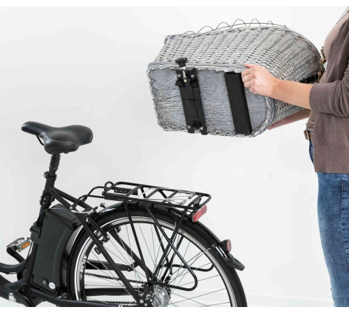 Trixie Fahrradkorb für Gepäckträger aus Weide - grau