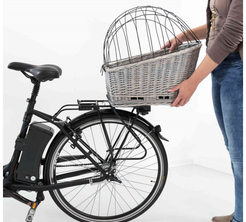 Trixie Fahrradkorb für Gepäckträger aus Weide - grau
