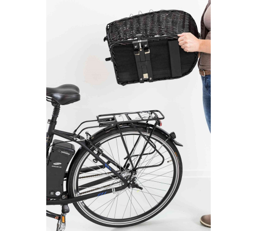 Trixie Fahrradkorb für Gepäckträger aus Weide - schwarz