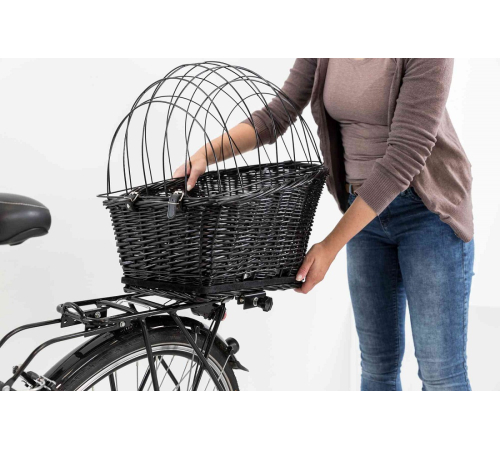 Trixie Fahrradkorb für Gepäckträger aus Weide - schwarz