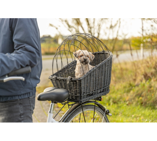 Trixie Fahrradkorb für Gepäckträger aus Weide - schwarz