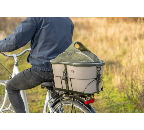 Trixie Fahrradkorb für den Gepäckträger - olivgrün/beige