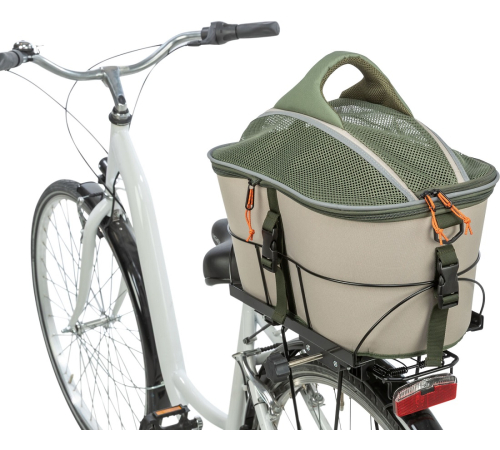 Trixie Fahrradkorb für den Gepäckträger - olivgrün/beige