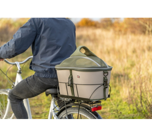 Trixie Fahrradkorb für den Gepäckträger - olivgrün/beige