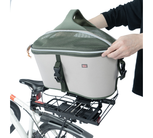 Trixie Fahrradkorb für den Gepäckträger - olivgrün/beige